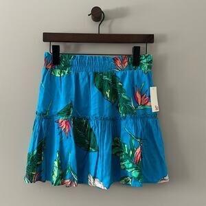 SO TURQUOISE BLUE TIERED MINI SKIRT WITH ELASTIC WAIST SIZE MEDIUM